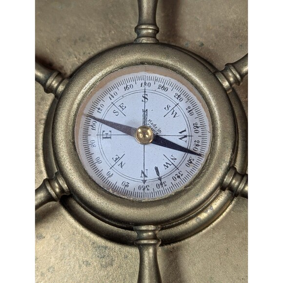 VTG Brass Ship Wheel Compass Floating Dial Maritime Collectible Sailing Boating - Picture 3 of 8
